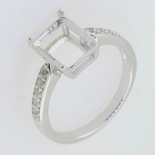 Anillo semi montaje plata esterlina 925 MTO esmeralda oct 10x8 mm topacio blanco personalizado