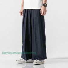 Hombres Verano Moda Informal Cómodo Algodón Lino Pierna Ancha Pantalones Sueltos Pantalones