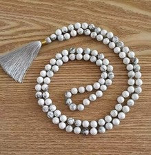 8mm Howlit Japa Mala, Quaste Halskette, 108 Gebet Perlen Heilung Mediation