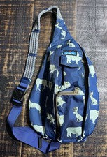Difícil de Encontrar Bolso Bandolera Kavu Cuerda Gama Azul Marino Bosque Búho Zorro Águila Bisonte ¡Nuevo!