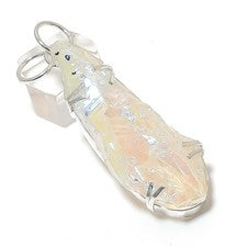 Colgante de joyería de plata de ley 925 con piedras preciosas de titanio de cristal 2,60" v895
