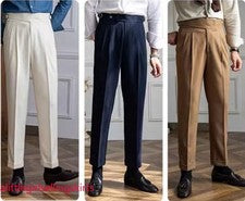 Pantalones rectos de cintura alta para hombre Pantalones informales vintage Retro Gran Bretaña Comfort