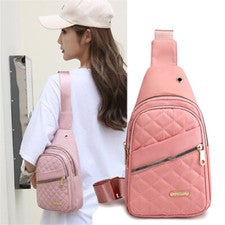 Mujer Bandolera Bolso de Hombro Pecho Bandolera Mochila Deportiva Paquete de Viaje Rosa