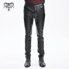Pantalones góticos negros de moda Diavil para hombre de cuero sintético en relieve pantalones ajustados