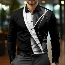 Camisa informal de manga larga impresa en 3D para hombre de gran tamaño de moda callejera