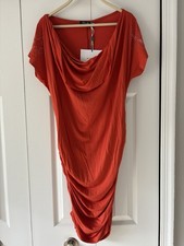 Vestido naranja de algodón de diseñador Odi Et Amo. Mujer Talla Grande
