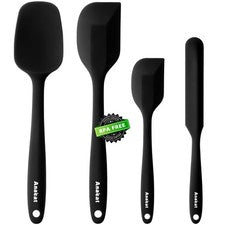Anaeat Juego Esencial de 4 Piezas de Espátulas de Silicona, 4 Piezas Espátulas (Negro)