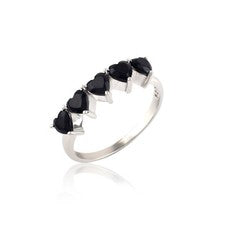Anillo de corazón de plata esterlina 925 de ónix para mujer romántico regalo de San Valentín para ella