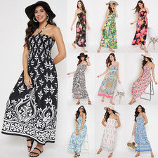 Maxi Vestido Para Mujer Gypsie Azul Sin Tirantes Talla Grande Tubo Top Largo Sin Mangas Vestido
