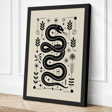 Impresión en lienzo boho serpiente y estrellas arte de pared decoración del hogar listo para colgar