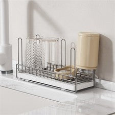 Soporte para utensilios de fregadero de cocina con diseño de acero inoxidable para espacio ordenado