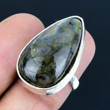 Anillo de joyería de plata esterlina 925 hecho a mano con piedras preciosas...