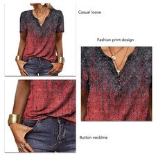 Mujer 2023 Manga Corta Top Moda Informal Camisa Rojo Vino XXL