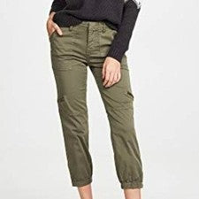 Pantalones cargo Joie Olive 00 utilitarios de lujo con cremallera al tobillo cápsula minimalista nuevos con etiquetas