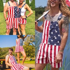 ¡¡EN VENTA!! Mono USA América Bandera Estampado Babero Pantalones Mono Mameluco Pantalones Cortos