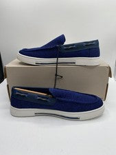 Kenneth Cole Reaction Hombres Traza Tejido Punta Redonda Zapatos Sin Cordones Azul Marino Nuevos con Etiquetas