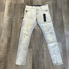 Pantalones de mezclilla desgastados azul claro embellecedores para hombre talla 32 estilo EMBH22-217-32