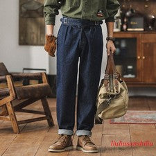 Pantalones de mezclilla para hombre Gurkha pantalones informales vintage cintura alta estilo británico