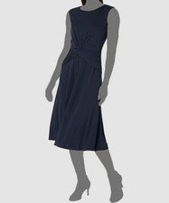 Vestido jersey para mujer Lauren Ralph Lauren azul retorcido frente manga gorra talla 10