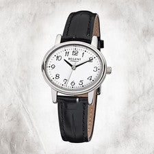 Regent Cuero Reloj de Mujer F-823 Cuarzo Pulsera Negro URF823