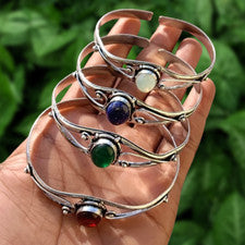 Wow Granate y Mezcla de Piedras Preciosas 10 PIEZAS Brazaletes Chapados en Plata 925 Lote al por mayor Joyería