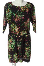 Yessica Blusenkleid abstraktes Muster Grün Pink Schwarz Gr. 38 Polyester