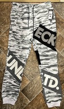Pantalones de chándal Ecko Unltd de vellón para hombre blancos camuflados elásticos - EO31G662 NUEVOS CON ETIQUETAS