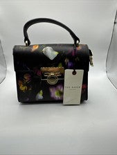 Bandolera Ted Baker London Floral Negra Combo Bolso Parisa-018 Cuero Nueva con Etiquetas #1221