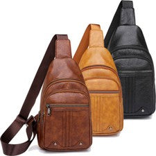 Bolso de Pecho Hombres Mujeres Bandolera Mochila Cuero Retro Bandolera Bolso de Hombro Nuevo