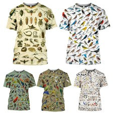 Little Bird Insect Harajuku Camiseta Impresa en 3D Hombre Mujer Moda Informal Prendas para el torso