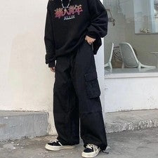 Pantalones de Carga Sueltos para Hombres Sueltos Informales Ropa de Calle Hip Hop Carga Pantalones de Baile