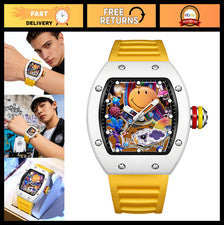 Reloj de pulsera Tonneau Big Face colorido de moda para hombre - Big Face, Luminou