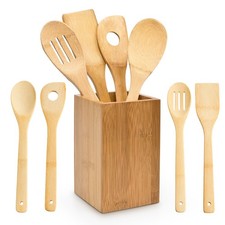 Utensilios cocina Set de cucharas de madera 30 cm Utensilios de cocina de bambú