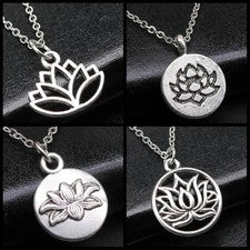 Collar Colgante Retro Flor de Loto Yoga Budista Moda Joyería Regalo Unisex