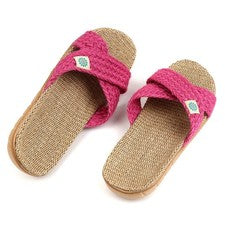 Deslizadores de verano cruzados de lujo - Sandalias de lino para mujer estilo multicolor Reino Unido