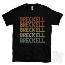 CAMISETA ESTILO RETRO REPETIDA BRECKELL Hombre y Mujer Novedad Genial Nombre Regalo