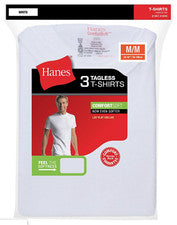 Camisetas blancas sin etiquetas Hanes para hombre cuello redondo paquete 3 S-3XL estilo 2135