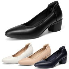 Zapatos de salón de vestir para mujer tacones bajos todo el día cómodos trabajo oficina negocios