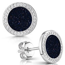 MATERIA Pendientes Flujo Azul Brillo Redondo - Pendientes Mujer Plata 925 Circonitas