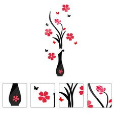 2 Piezas Adhesivos de Pared Acrílicos 3D Patrón de Flores Decoración para Hogar Oficina Habitación
