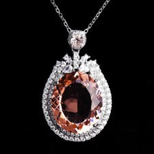 Nuevo Collar Colgante Mujer Joyería Madre Clásica Grande Champagne Morganita Gemas