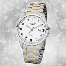 Regent Herrenuhr silber gold Elegant Quarzuhr Analoguhr URF1014
