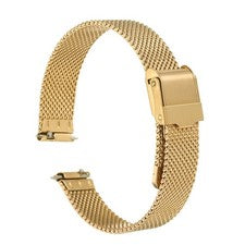 Correa de reloj de malla de acero inoxidable 316L, 12 mm, con cierre rápido, dorado