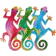 3 piezas decoración de pared de gecko de metal vintage decorativo arte de pared adornos para el hogar