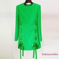 Lo último Para mujeres Elegante Moda Cinta Cuerda Informal Manga Larga Vestido Baile de graduación Fiesta