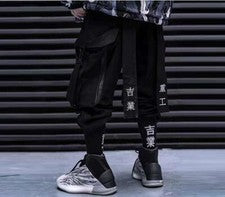 Hombres Cinta Cintura Elástica Harajuku Ropa de Calle Joggers Hombres Pantalones Ropa Técnica Pantalón