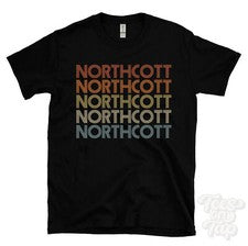 CAMISETA NORTHCOTT ESTILO RETRO REPETIDO Hombre y Mujer Novedad Genial Nombre Regalo