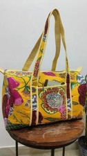 Bolso de Algodón Floral Amarillo Indio Bolsas de Lona Acolchadas Bolsos de Mujer Bolsas de Viaje EE. UU.