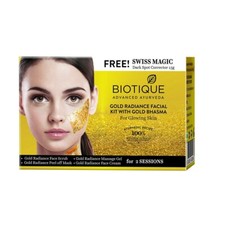 Kit facial Biotique Gold Radiance con bhasma dorado para piel brillante 75 g