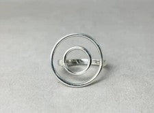 Anillo Doble Círculo Plata de Ley 925 Anillo Distintivo Hecho a Mano Anillo Todos los tamaños